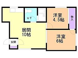 マクセル富丘37 2LDKの間取図画像