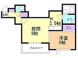 ハイムテイネ1・2 1LDKの間取図画像