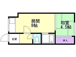 ルーブル11.4 1DKの間取図画像