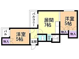 グランドール発寒 2LDKの間取図画像