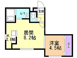 シャルム宮の沢 1LDKの間取図画像