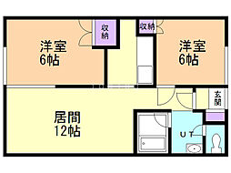レラコート八軒 2LDKの間取図画像
