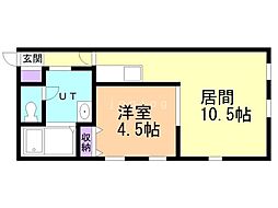 CASA西町グランデD 1LDKの間取図画像