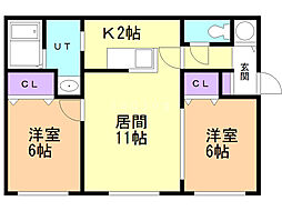 エルドラード曙 2LDKの間取図画像