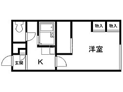 レオパレスロワジール西野B 1Kの間取図画像