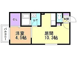 セブンスコート琴似 1LDKの間取図画像