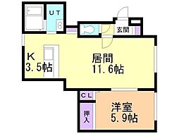 クリプトメリア-83 1LDKの間取図画像