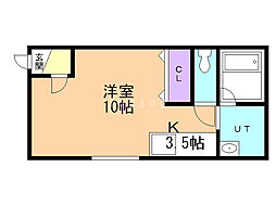 トシコート八軒 1Kの間取図画像