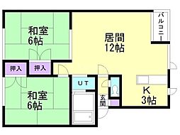 8ハウス八軒 2LDKの間取図画像