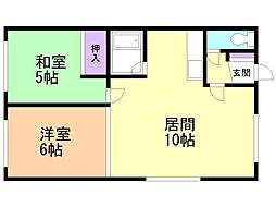 エンドレス西町 2LDKの間取図画像