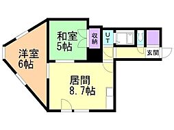 野々村ビル 2LDKの間取図画像