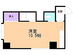 シティハウス美園 202 2階ワンルームの間取り