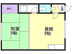 コーポふたば 1階1LDKの間取り