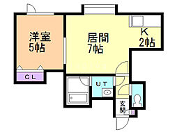 ウッドビレッジ2 1LDKの間取図画像
