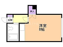 坂本ハイツ ワンルームの間取図画像