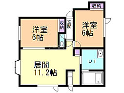 サニーハイツ 2LDKの間取図画像