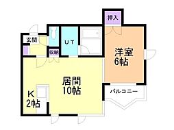 太閤ビル 2階1LDKの間取り