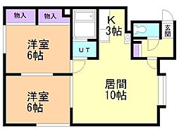 コーポエイト 2LDKの間取図画像
