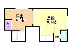 ベルメゾン平和 1LDKの間取図画像