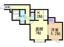 ボンヌ・シャンス 1LDKの間取図画像
