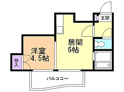 菊水コート 1DKの間取図画像