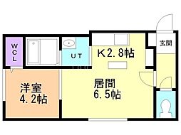 Three R 菊水(スリーアール) 3階1LDKの間取り