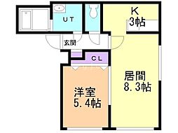 グランメールアイン 3階1LDKの間取り
