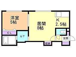 ラ・ヴェスタ白石 1LDKの間取図画像
