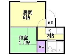 フレクション南郷 1LDKの間取図画像