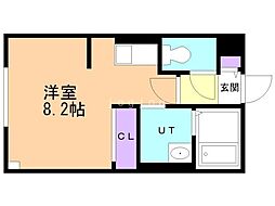JR千歳線 白石駅 徒歩5分の賃貸マンション 1階1Kの間取り