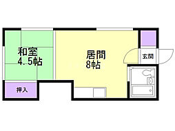 信和ビル 1LDKの間取図画像