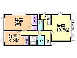 エスポワール 2LDKの間取図画像
