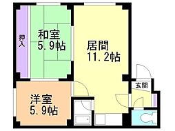リビエール 2LDKの間取図画像