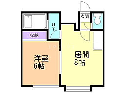 ユタニハイム 1LDKの間取図画像
