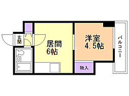 藤井ビル菊水1 1DKの間取図画像