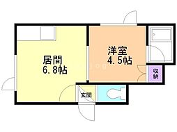 リバティー月寒東 1DKの間取図画像