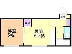 サニープレイスなかの 1DKの間取図画像