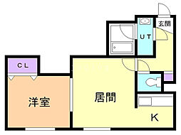 ビオス菊水元町 1LDKの間取図画像