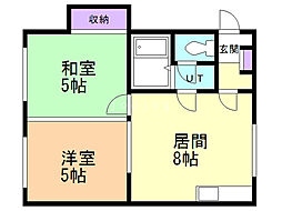 ニューコーポ元町 2DKの間取図画像