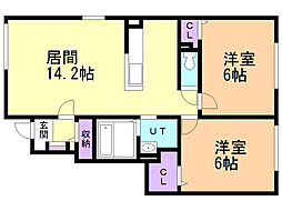 グレースK 2LDKの間取図画像