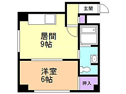 ガーデンヒル栄通 1LDKの間取図画像