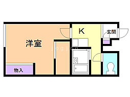 レオパレスエルフレール 1Kの間取図画像