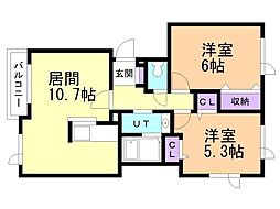 エヌズ・スクウェア 2LDKの間取図画像