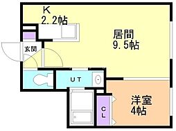 ラ・ムーン菊水 1LDKの間取図画像
