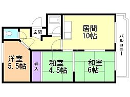 マンション進幹 3LDKの間取図画像