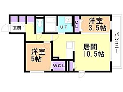 アルファスクエア南郷丘公園 2LDKの間取図画像