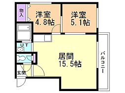 パークサイド栄通 2LDKの間取図画像