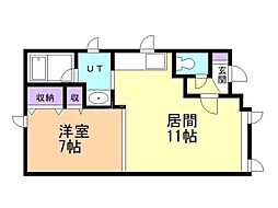 みもれ館 1LDKの間取図画像