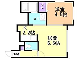 ビューハイツ白石 1LDKの間取図画像