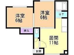 コーポ藤本A 2LDKの間取図画像